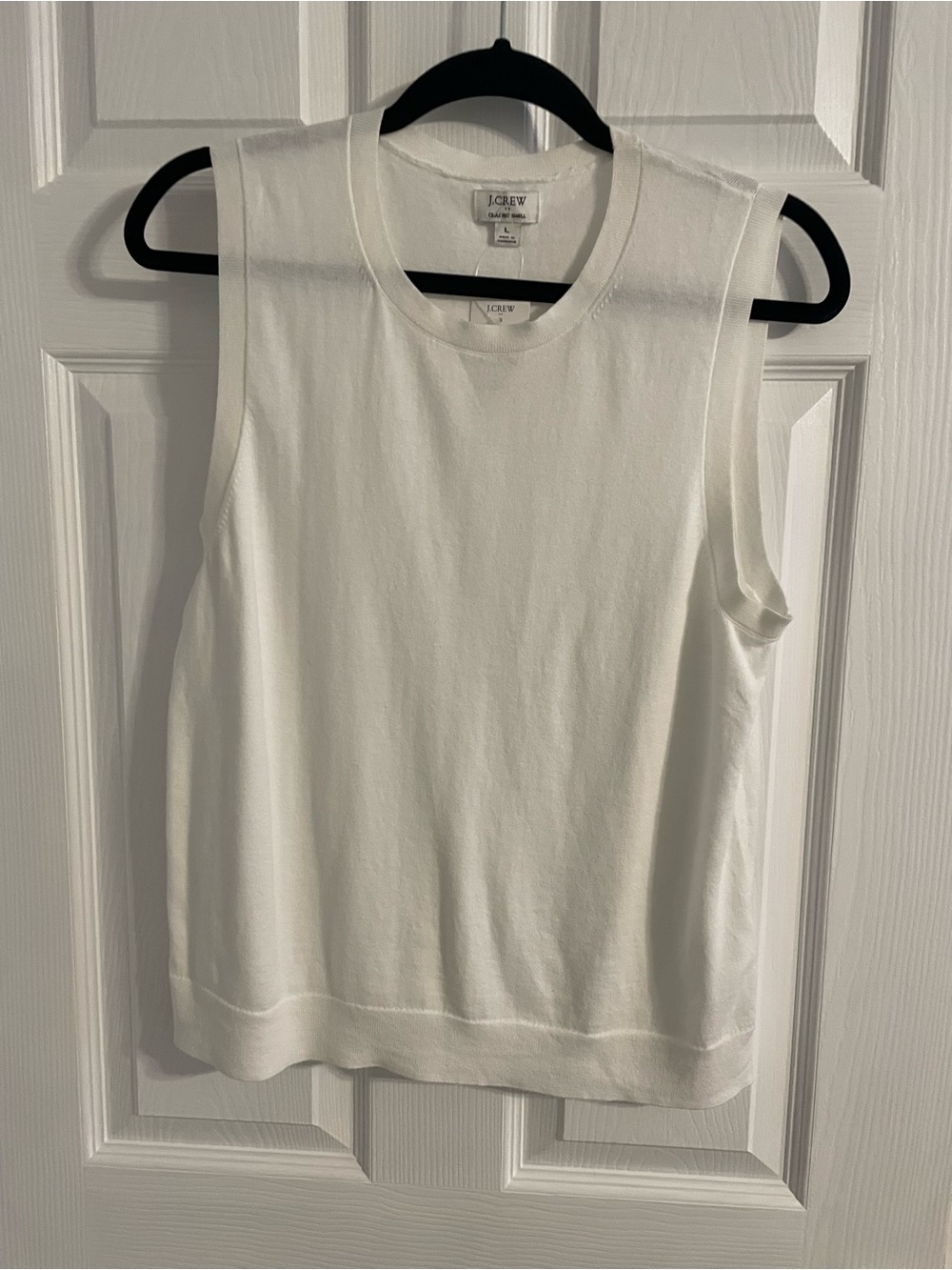 J. Crew White Sleeveless Crewneck Knit Tank